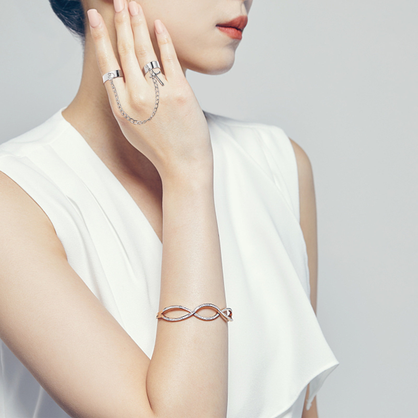 Vintage Punk Knuckle Rings Set - Knuckle Ring Set Cross Chain Vintage