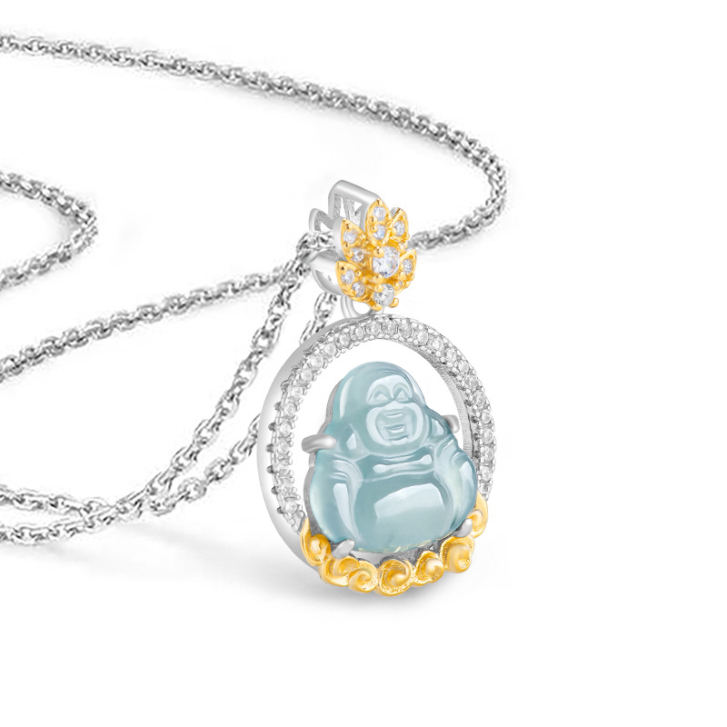 Blue Myanmar Jadeite Maitreya  - Necklaces 评论和价格