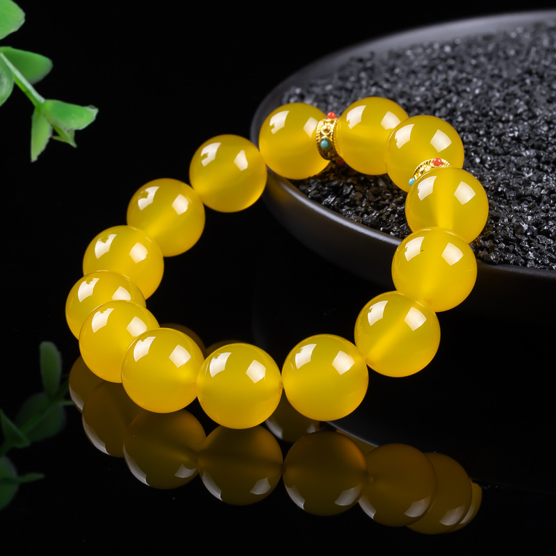 Jade amber yellow, simple and  - Bracelets 评论和价格